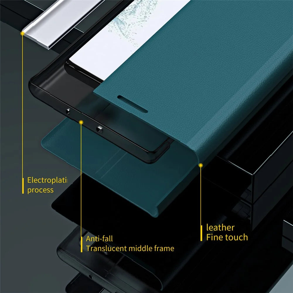 For Samsung Galaxy A54 5G Electroplating PU Leather Phone Cover Stand Anti-scratch Smartphone Case - Green - 5
