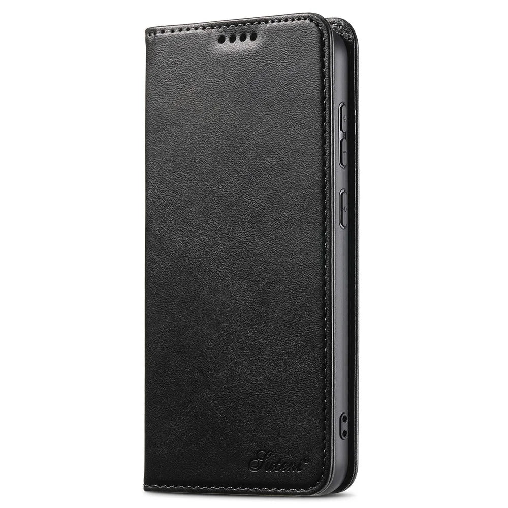 SUTENI For Samsung Galaxy S23 Wallet Design Full Coverage Automatic Closing Flip PU Leather+TPU Cover Case with Stand - Black - 5