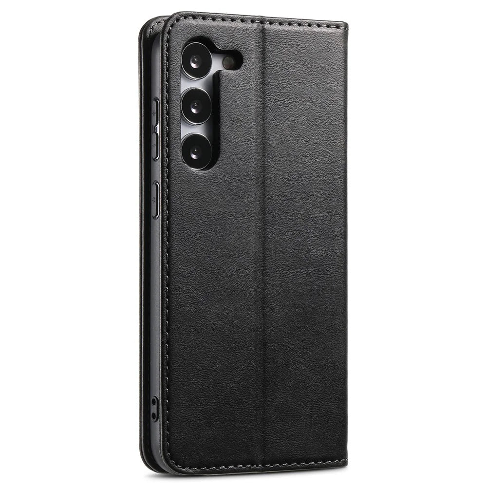 SUTENI For Samsung Galaxy S23 Wallet Design Full Coverage Automatic Closing Flip PU Leather+TPU Cover Case with Stand - Black - 6