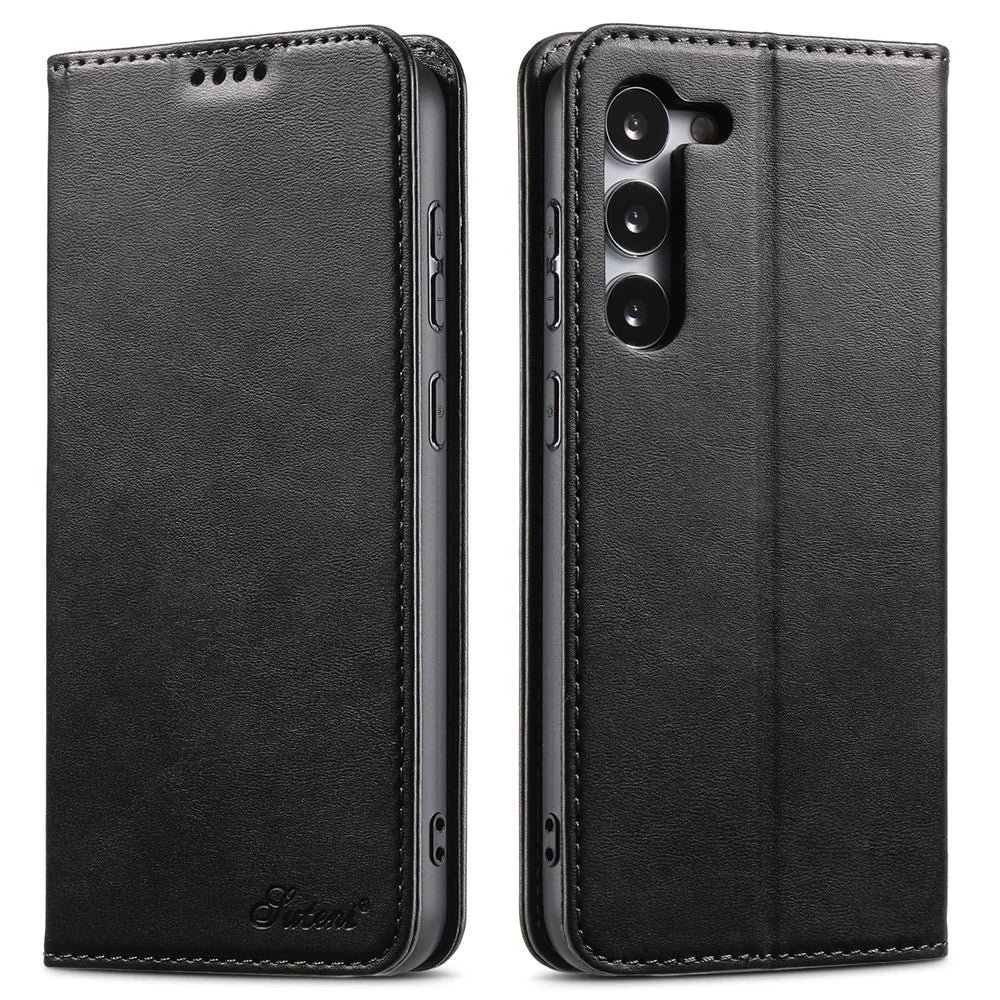 SUTENI For Samsung Galaxy S23+ Wallet Design Fully Wrapped Automatic Closing Flip PU Leather+TPU Cover Case with Stand - Black - 1