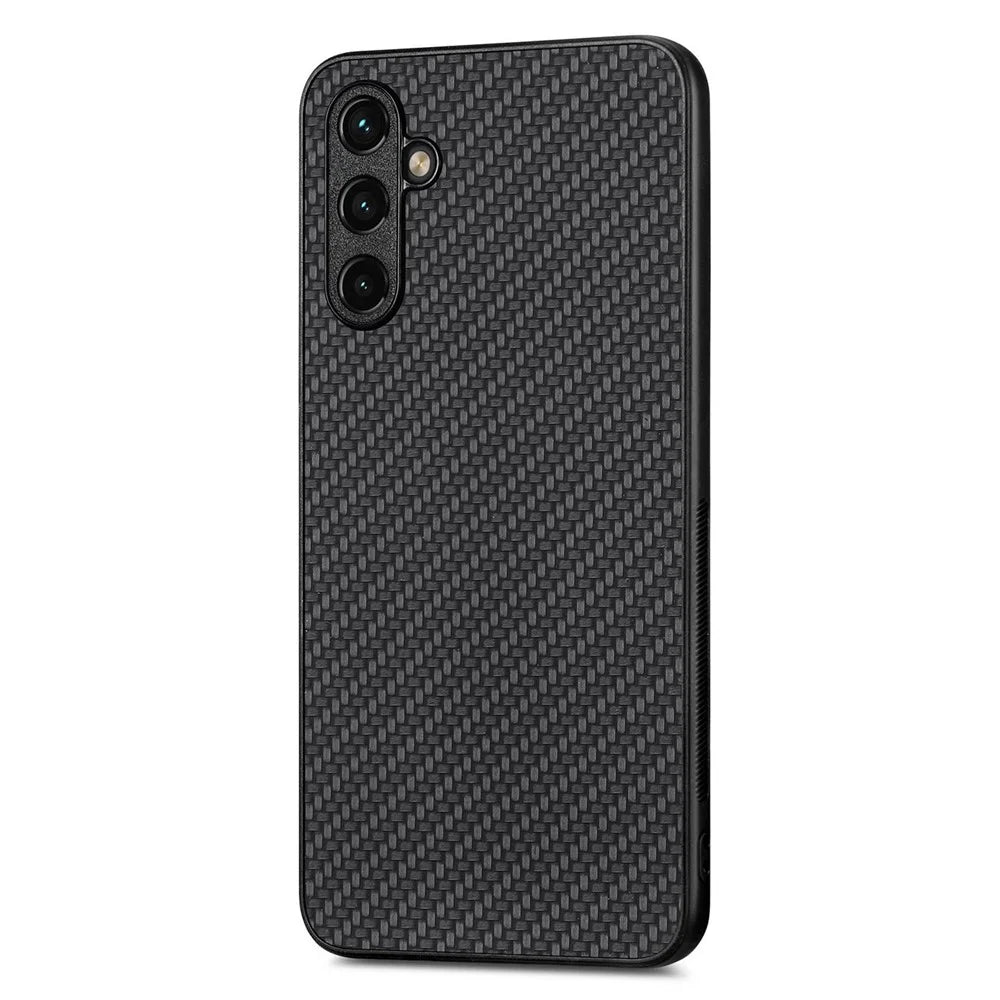 For Samsung Galaxy A54 5G Carbon Fiber Texture PU Leather Coated TPU Protective Case Anti-scratch Cell Phone Cover - Black - 2