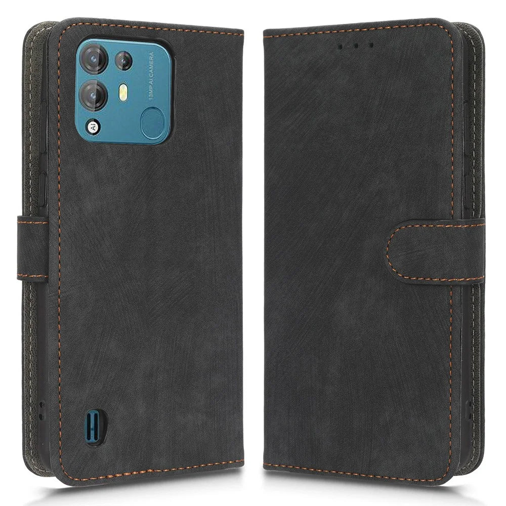 Anti-scratch Phone Case For Blackview A55 Pro Magnetic RFID Blocking PU Leather Drop-proof Flip Wallet Cover Stand - Black - 1