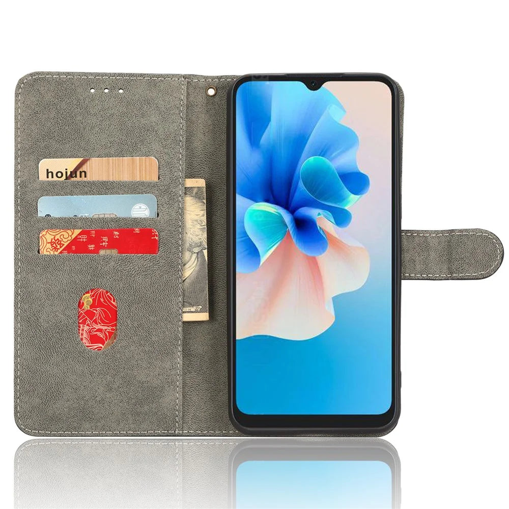 Anti-scratch Phone Case For Blackview A55 Pro Magnetic RFID Blocking PU Leather Drop-proof Flip Wallet Cover Stand - Black - 2