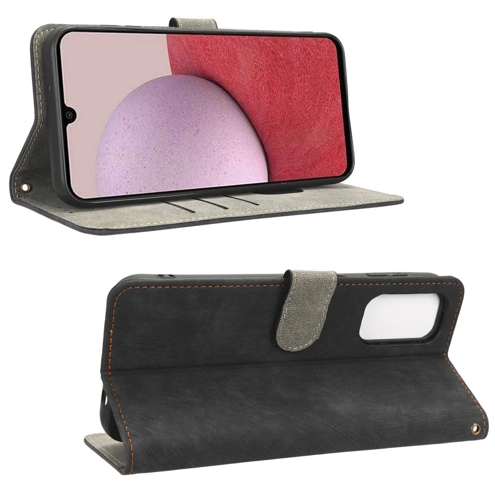 For Samsung Galaxy A14 5G / A14 4G Anti-fall Magnetic RFID Blocking Phone Case PU Leather Phone Cover with Wallet Stand - Black - 3