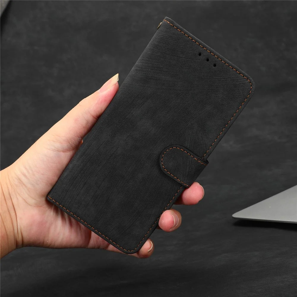 For Samsung Galaxy A14 5G / A14 4G Anti-fall Magnetic RFID Blocking Phone Case PU Leather Phone Cover with Wallet Stand - Black - 6