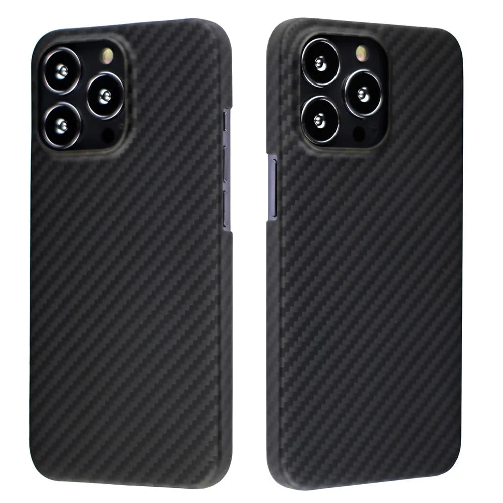 For iPhone 12 Pro Aramid Fiber Back Case 1500D Coarse Texture Protective Cover - Matte Black - 3