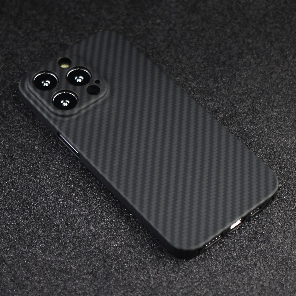 For iPhone 12 Pro Case Shockproof Aramid Fiber 1500D Coarse Texture Protective Phone Cover - Matte Black - 6