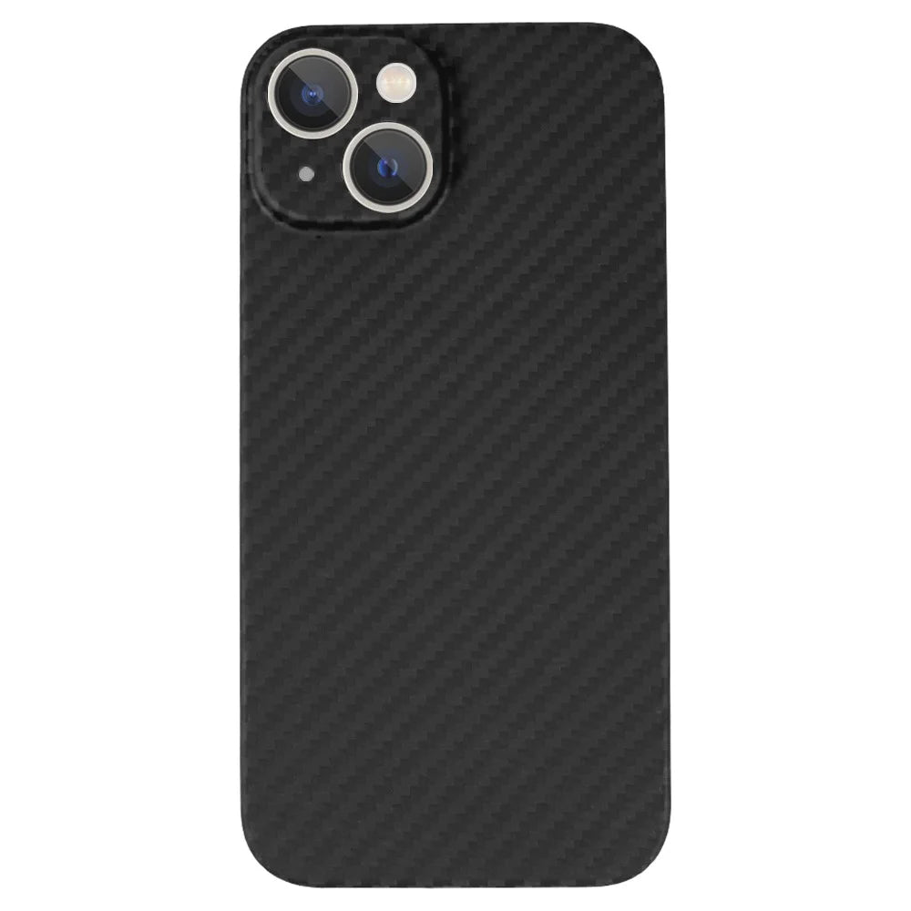 For iPhone 14 Plus Mobile Phone Cover Anti-collision 1500D Coarse Texture Aramid Fiber Back Case - Matte Black - 2