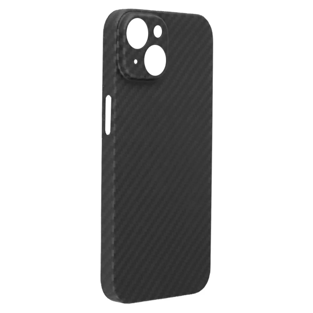 For iPhone 14 Plus Mobile Phone Cover Anti-collision 1500D Coarse Texture Aramid Fiber Back Case - Matte Black - 4