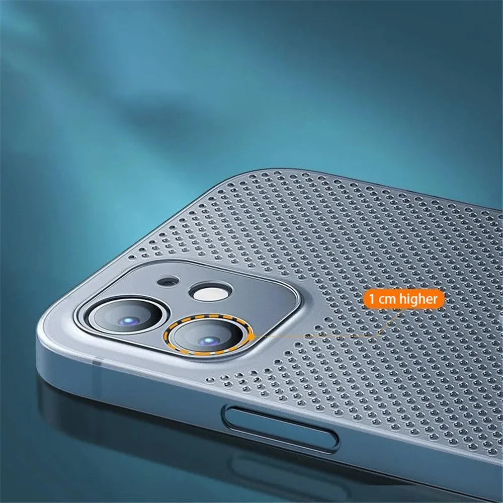 Bump Proof PP Phone Case for iPhone 14 Plus, Ultra Thin Heat Dissipation Breathable Hollow Hole Mesh Back Cover - Black - 5