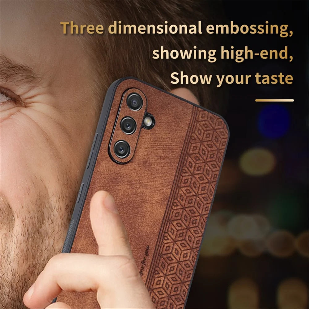 AZNS For Samsung Galaxy A54 5G Imprinted Pattern Phone Case PU Leather Coated TPU Scratch-resistant Phone Back Cover - Blue - 2