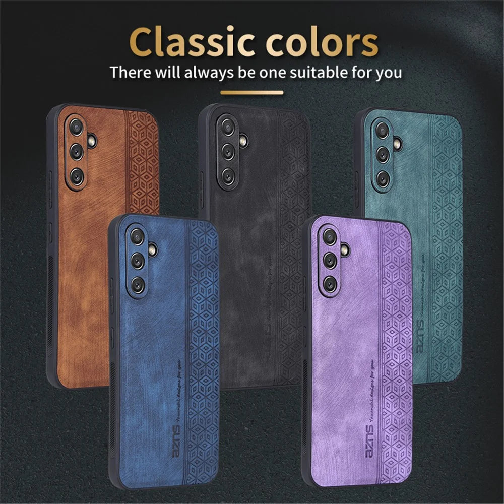 AZNS For Samsung Galaxy A54 5G Imprinted Pattern Phone Case PU Leather Coated TPU Scratch-resistant Phone Back Cover - Blue - 6