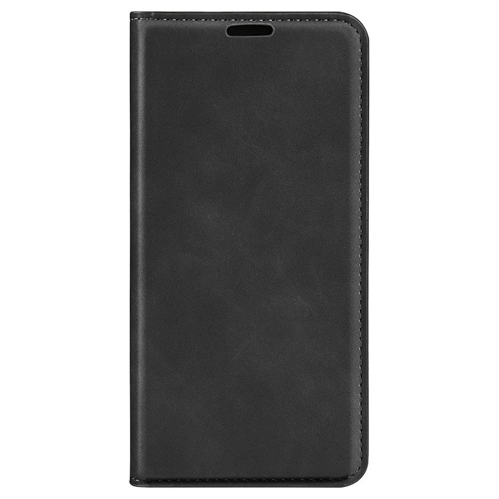 For OnePlus 11 5G Skin-touch Feeling Magnetic Auto-absorbed Wallet Case Fully Wrapped PU Leather Stand Flip Phone Cover - Black - 7