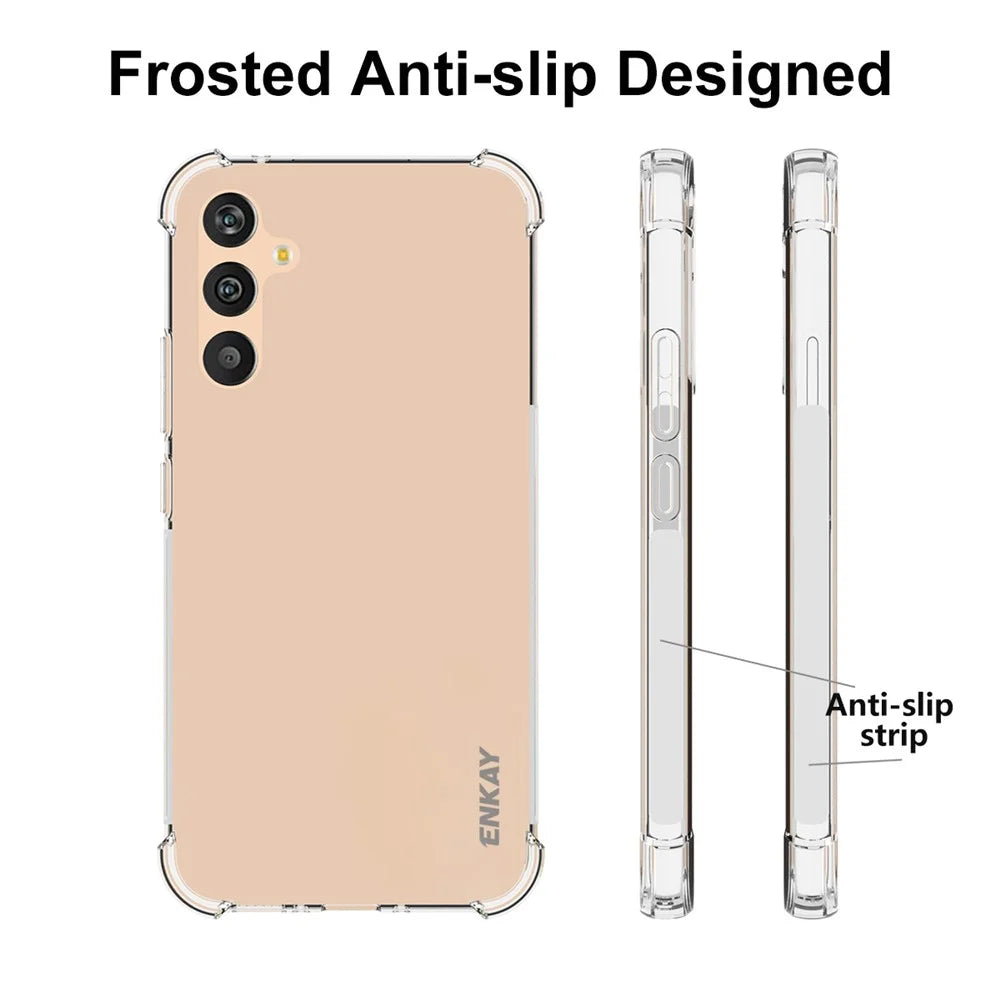 ENKAY HAT PRINCE For Samsung Galaxy A34 5G Transparent Phone Case with Anti-slip Strip Edge Clear TPU Shockproof Mobile Phone Cover - 4