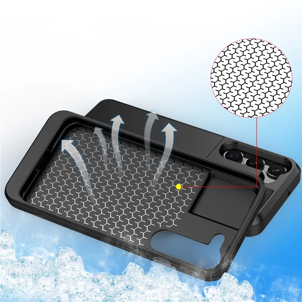 Cell Phone Case for Samsung Galaxy S23, Sliding Card Holder PC + TPU Anti-drop Cover - Black - 7