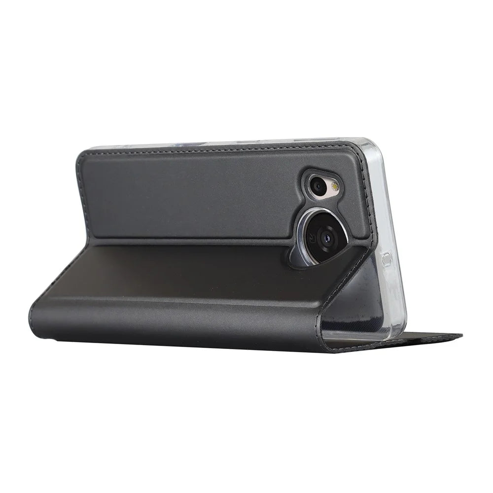 Shockproof Phone Cover For Sharp Aquos Sense 7, PU Leather Phone Case with Stand Card Holder - Black - 4