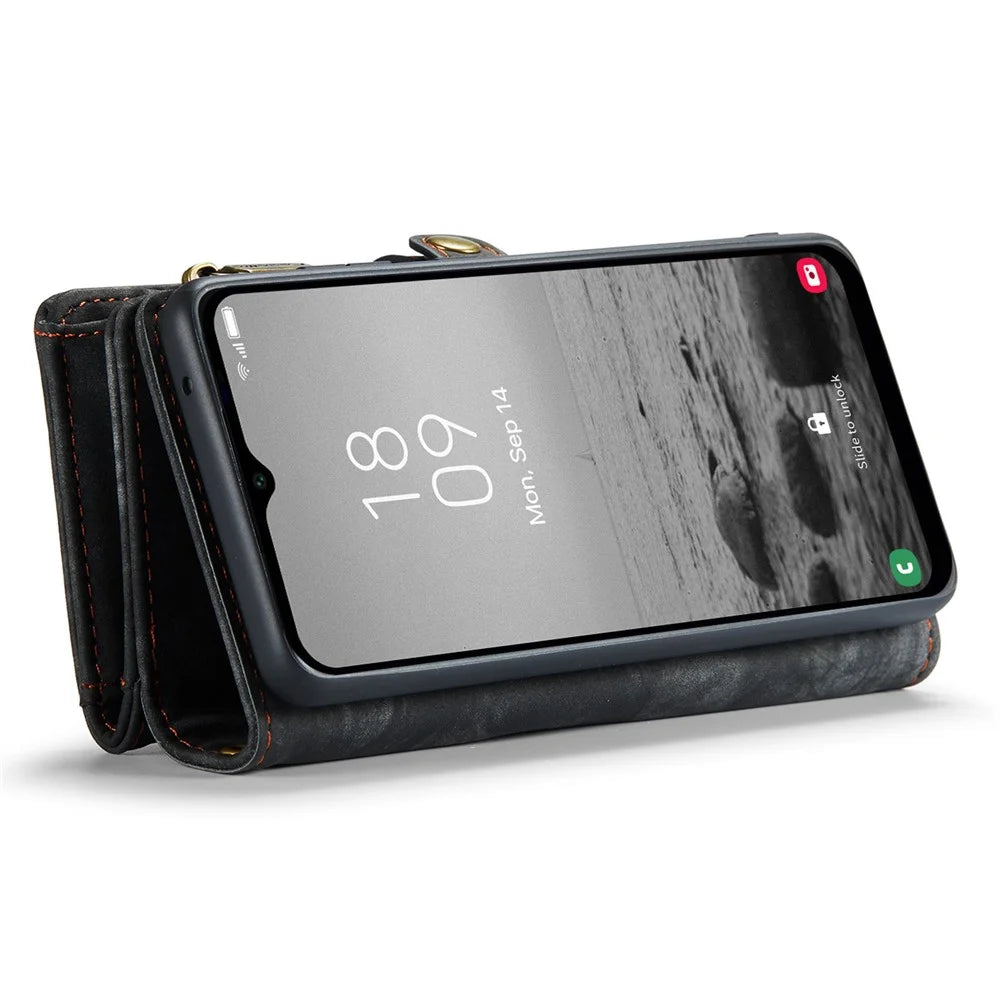 CASEME 008 Series for Samsung Galaxy A54 5G PU Leather Zipper Pocket Case Detachable Phone Stand Wallet Cover - Black - 6