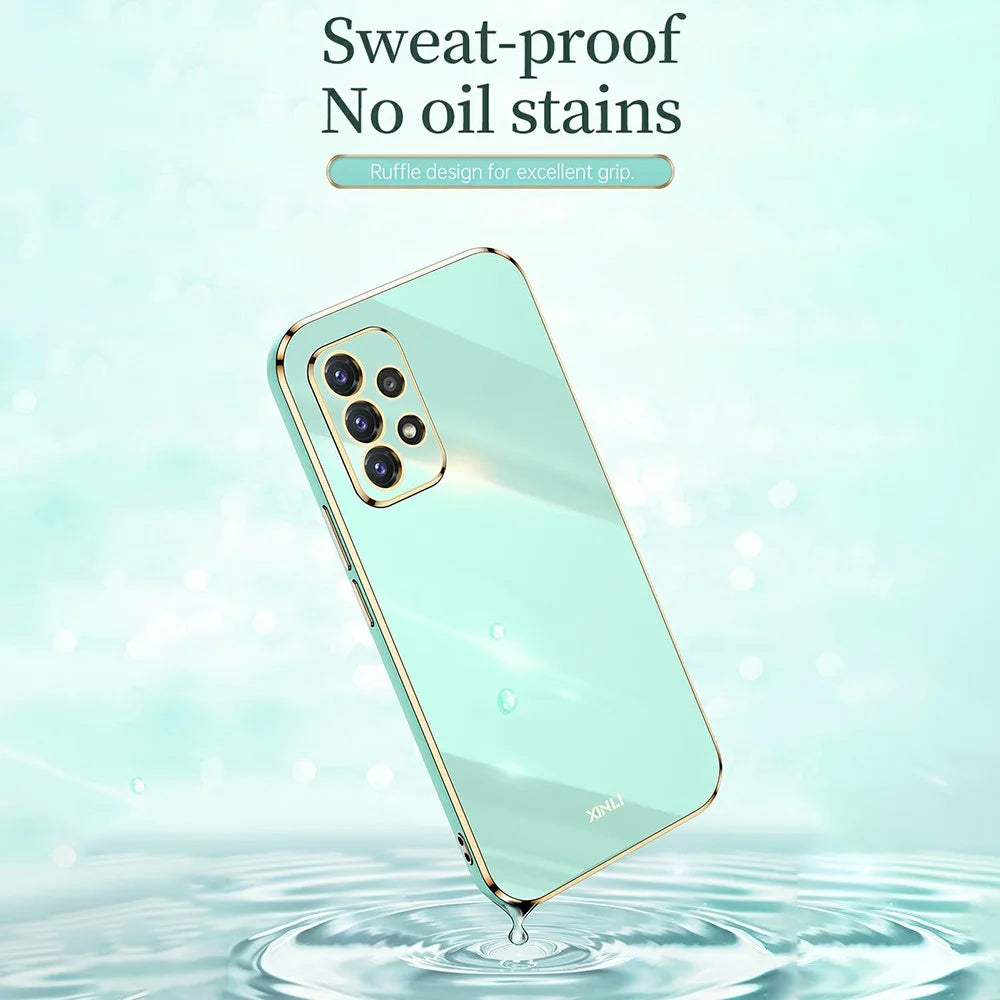 XINLI Phone Case For Samsung Galaxy A32 4G (EU Version) Electroplating Shockproof TPU Mobile Phone Back Cover - Cyan - 4