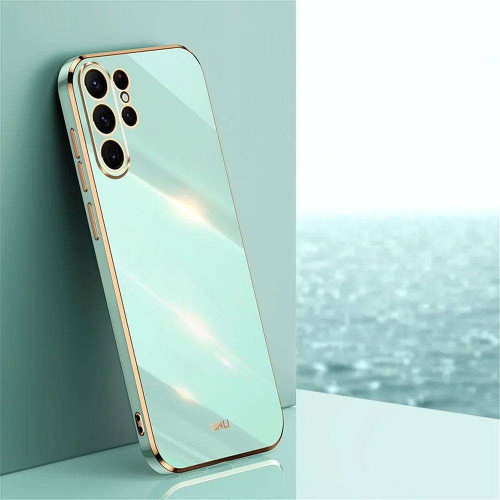 XINLI For Samsung Galaxy S23 Ultra Anti-fall Electroplating Phone Cover Soft TPU Protective Smartphone Case - Cyan - 2