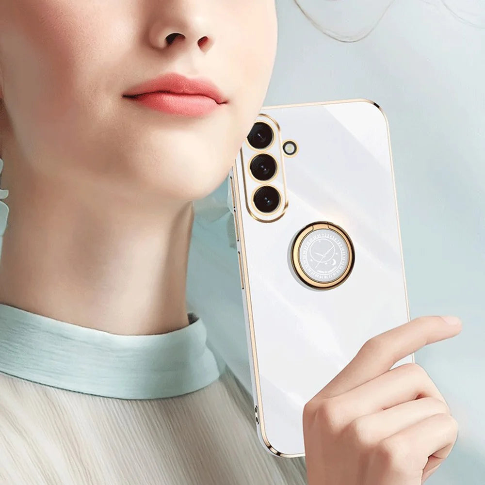 XINLI For Samsung Galaxy A54 5G Drop-proof Protective Phone Cover Electroplating Slim Mobile Phone Case Kickstand - Cyan - 6