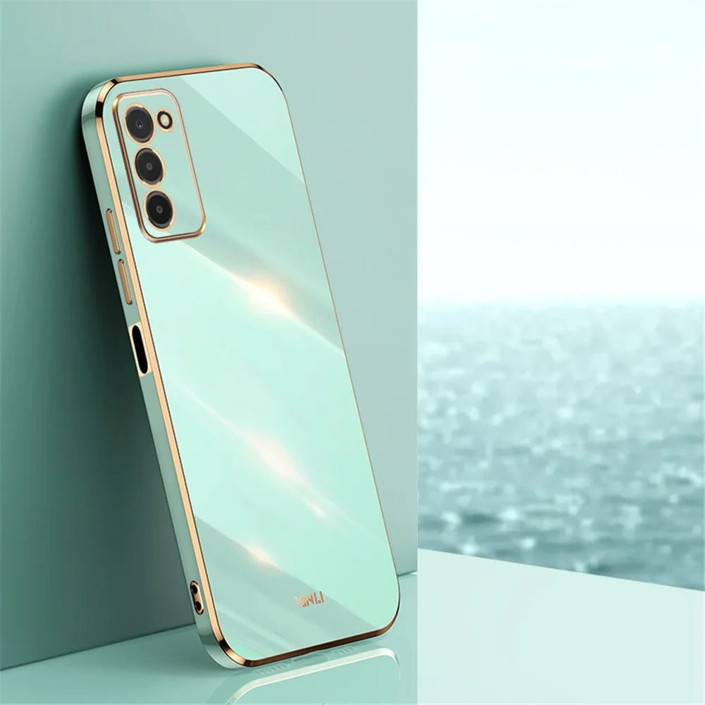 XINLI TPU Phone Cover for Samsung Galaxy A03s (164.2mm) Electroplating Anti-shock Mobile Phone Case - Cyan - 2