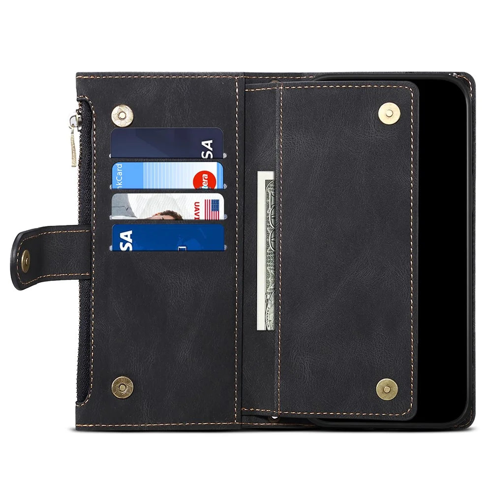 ESEBLE Star Series Leather Wallet Case for Samsung Galaxy A54 5G, Zipper Pocket Phone Stand Cover with Hand Strap - Black - 2
