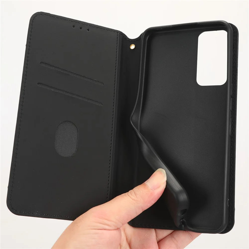 For TCL 40R 5G Cell Phone Case Wallet PU Leather Rhombus Pattern Imprinted Magnetic Closure Stand Cover - Black - 5