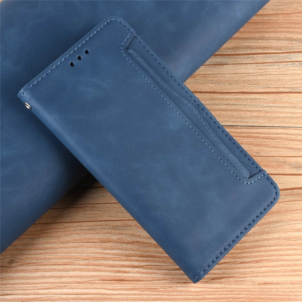 For OnePlus 11 5G PU Leather Shockproof Phone Case Stand Card Holder Magnetic Flip Wallet Cell Phone Cover - Blue - 7