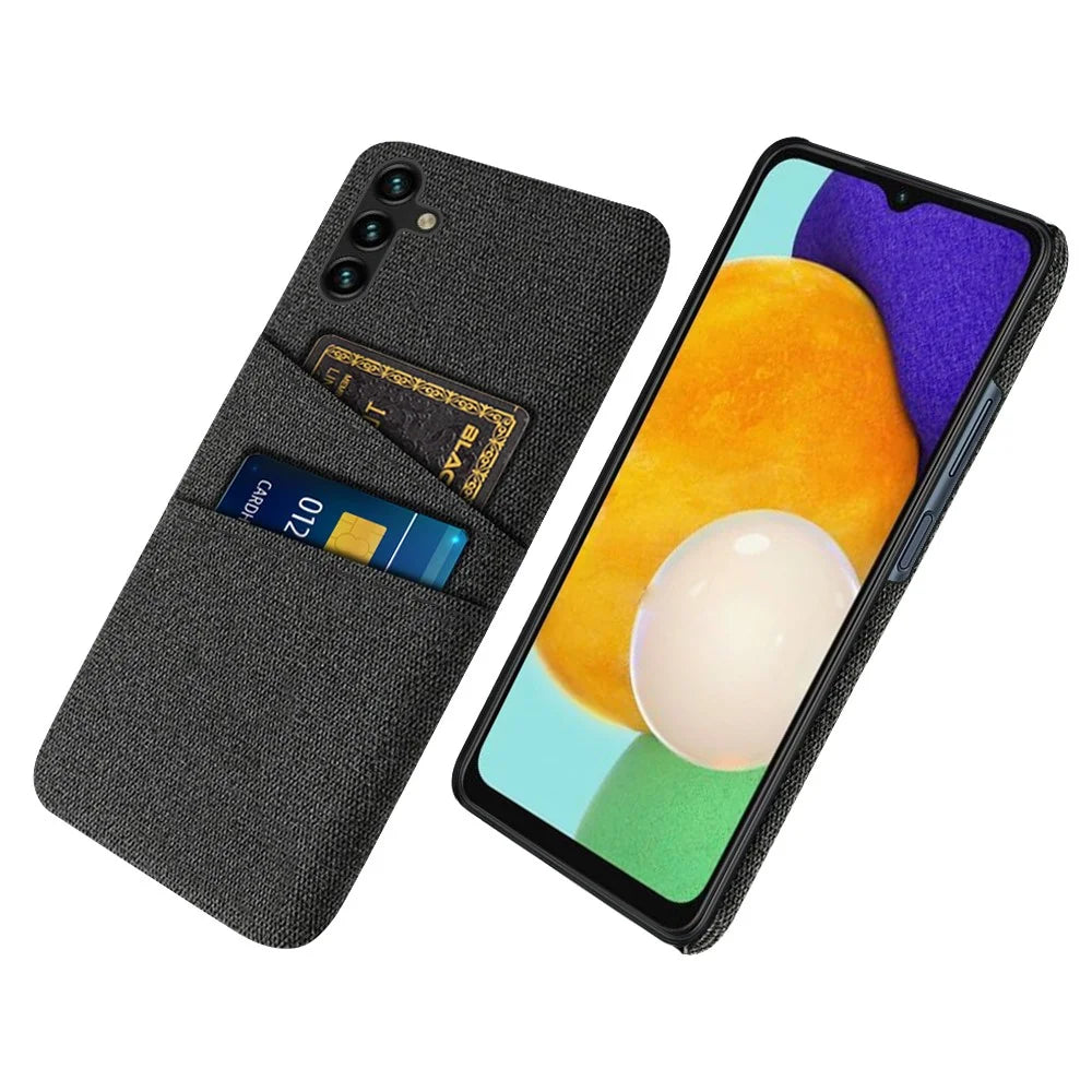 Mobile Phone Case For Samsung Galaxy A34 5G, Cloth Texture Scratch-resistant Phone Back Cover Card Holder - Black - 1
