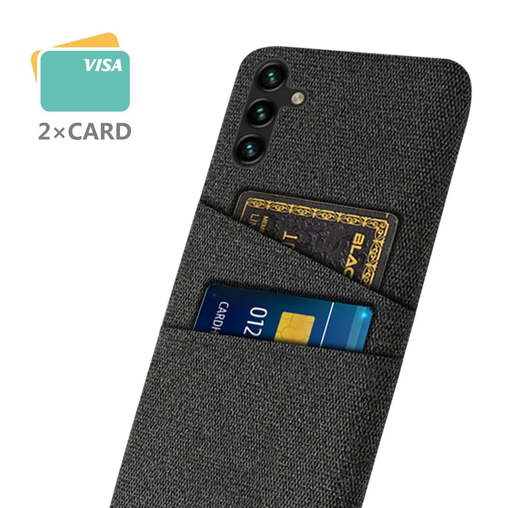 Mobile Phone Case For Samsung Galaxy A34 5G, Cloth Texture Scratch-resistant Phone Back Cover Card Holder - Black - 2