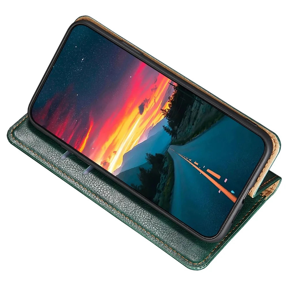 Magnetic Phone Case For OnePlus 11 5G, PU Leather Protective Anti-scratch Cell Phone Cover with Wallet Stand - Green - 3
