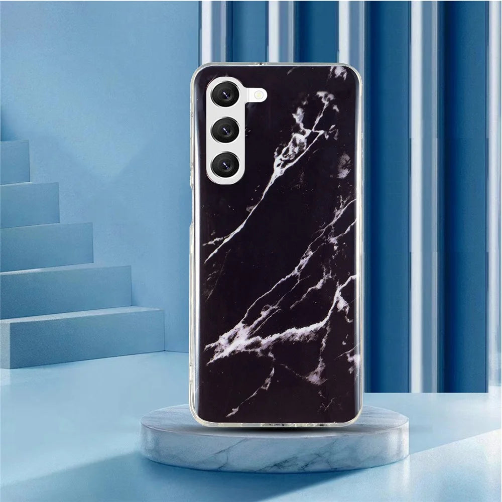 For Samsung Galaxy A14 5G / 4G IMD Marble Pattern TPU Case Drop Resistant Back Protector Phone Cover - Black - 4
