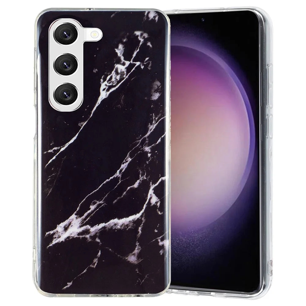 For Samsung Galaxy S23+ IMD Marble Pattern TPU Case Back Protector Bump Proof Phone Cover - Black - 1