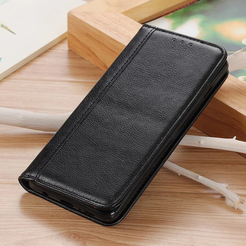 For OnePlus Nord CE 3 Lite 5G / Nord N30 5G Split Leather Stand Anti-drop Phone Case Litchi Texture Flip Wallet Phone Cover - Black - 6