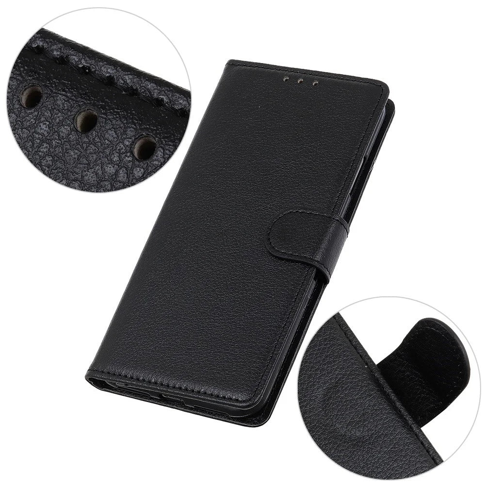 Flip Wallet Case for OnePlus Nord CE 3 Lite 5G / Nord N30 5G , Litchi Texture PU Leather Stand Phone Cover - Black - 4