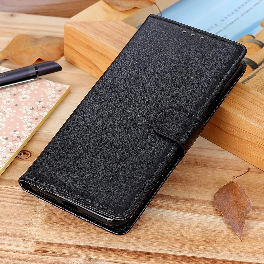 Flip Wallet Case for OnePlus Nord CE 3 Lite 5G / Nord N30 5G , Litchi Texture PU Leather Stand Phone Cover - Black - 6