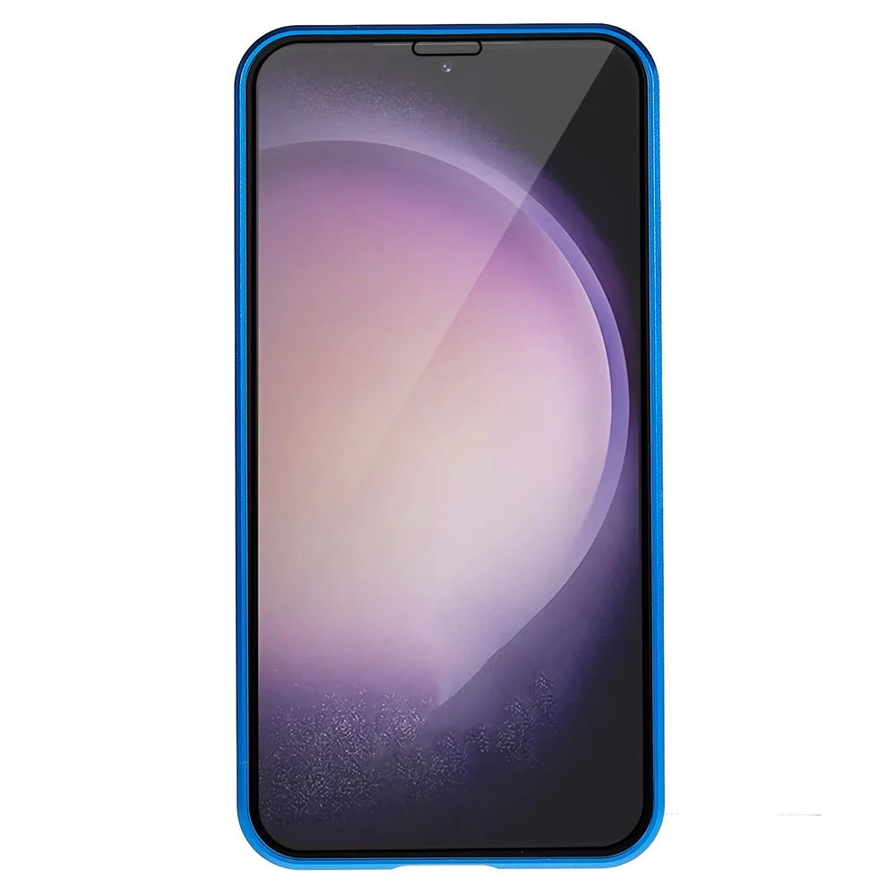 For Samsung Galaxy S23 Full Body Case Magnetic Tempered Glass Double-Sided Phone Case - Blue - 3