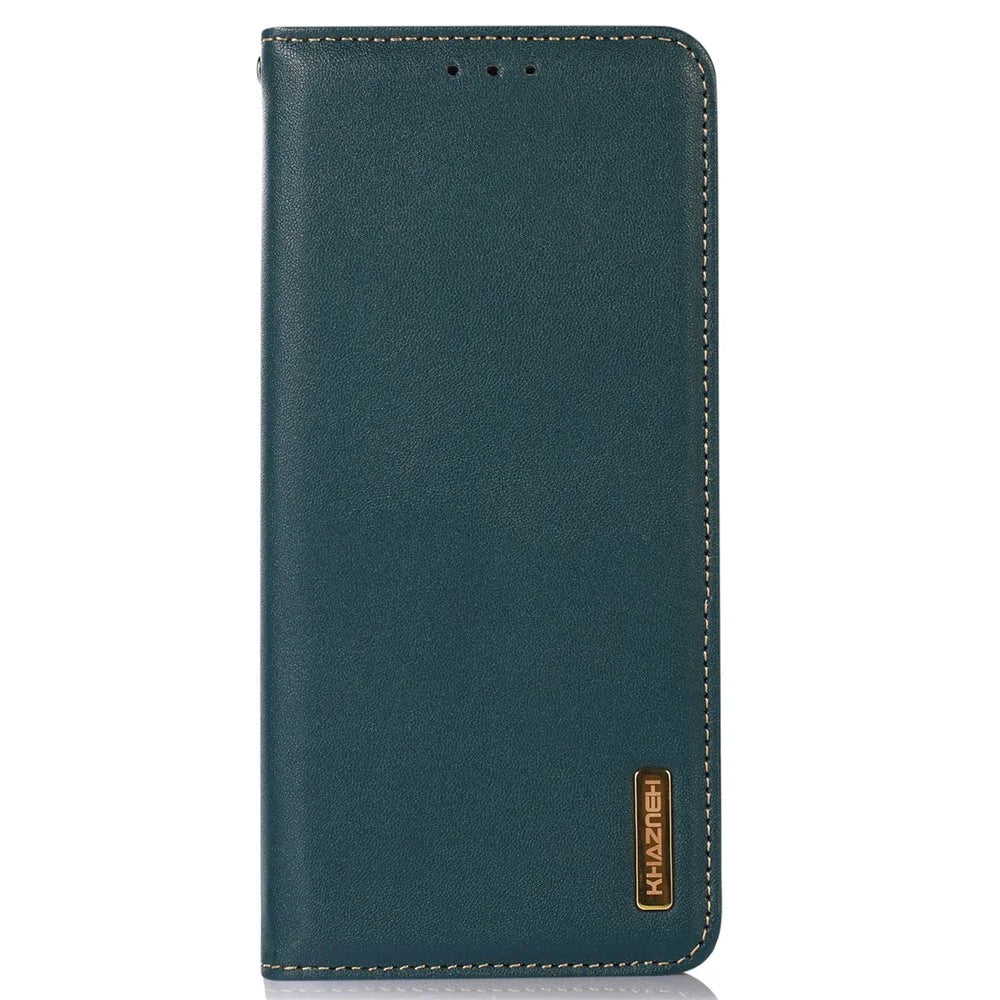 KHAZNEH Phone Case for OnePlus Nord CE 3 Lite 5G / Nord N30 5G Nappa Texture Genuine Cowhide Leather Phone Wallet Cover Stand Shell - Green - 6