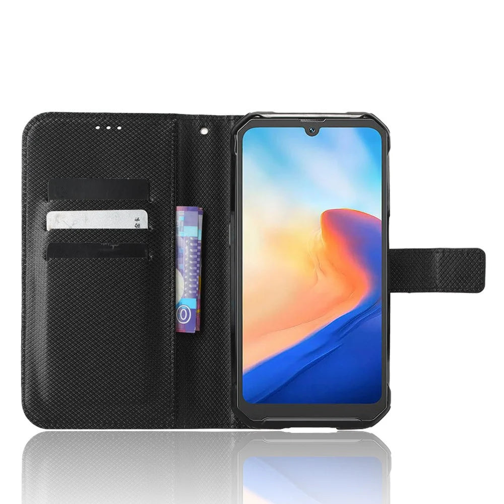 For Blackview BV7200 4G Phone Wallet Case Stand Diamond Texture PU Leather Cell Phone Cover - Black - 2