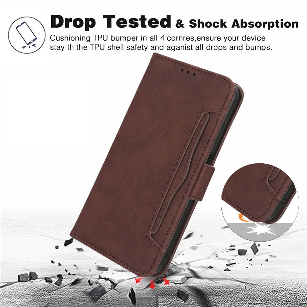 For Blackview BV7200 4G Multiple Card Slots Phone Leather Cover Stand Wallet Protective Phone Case - Pink - 4