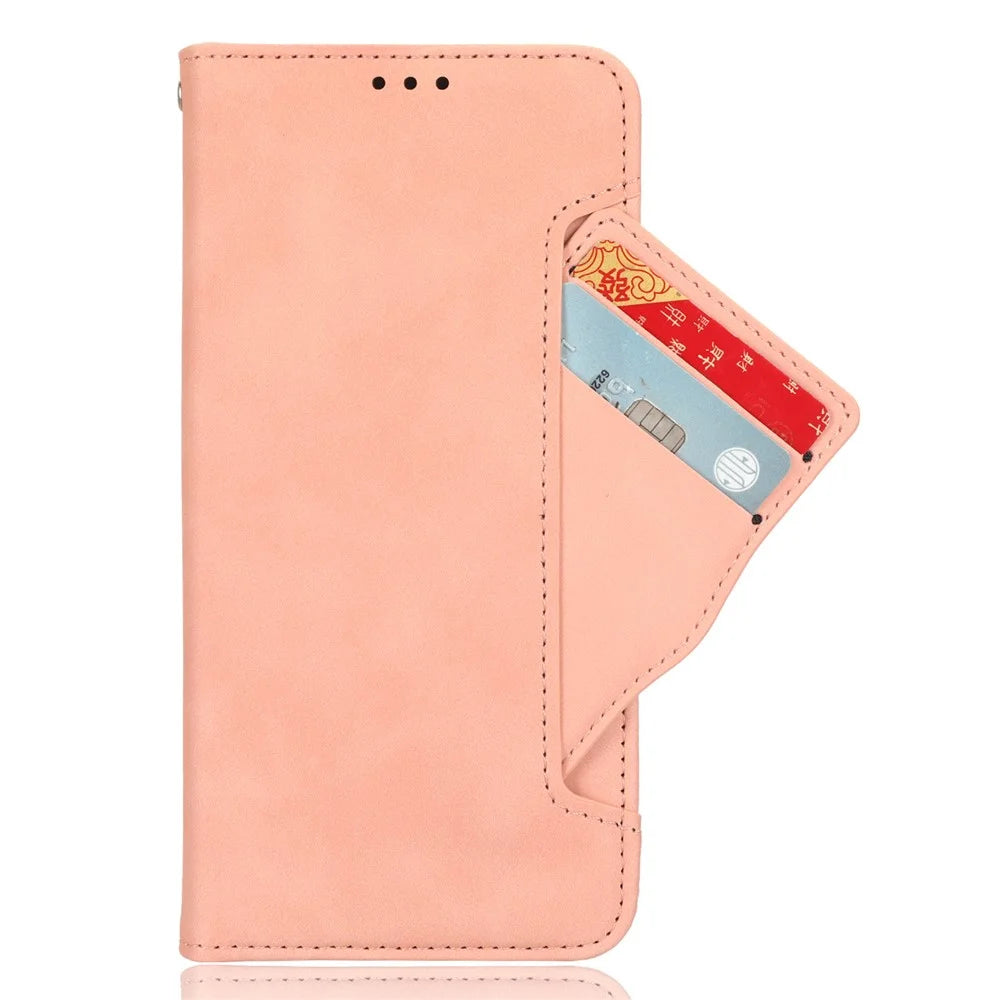 For Blackview BV7200 4G Multiple Card Slots Phone Leather Cover Stand Wallet Protective Phone Case - Pink - 7