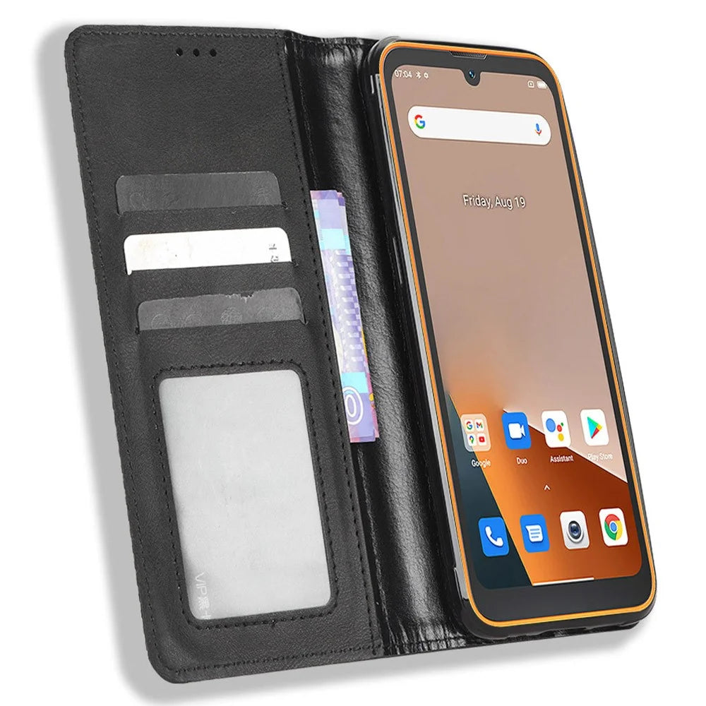 For Blackview BV5200 4G PU Leather Stand Mobile Phone Case Retro Texture Phone Case Wallet Phone Cover - Black - 2