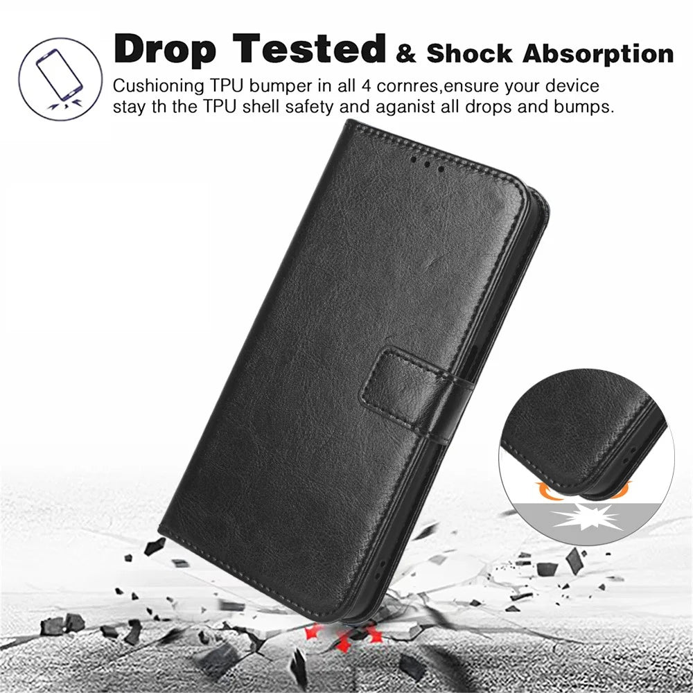 For Blackview BV5200 4G Wallet Phone Stand Case PU Leather Cover Crazy Horse Texture Phone Protector - Brown - 6