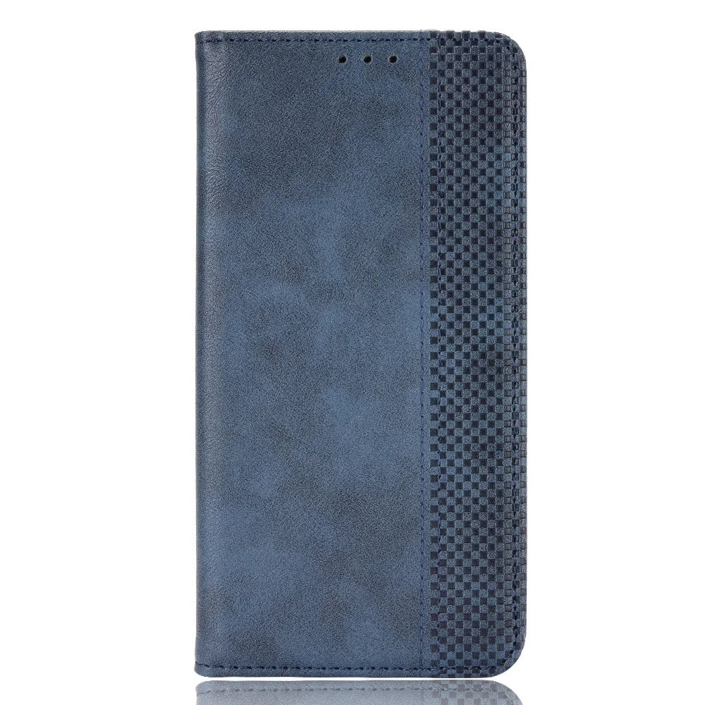 For Infinix Hot 20 Play 4G TPU+PU Leather Stand Wallet Phone Cover Retro Texture Anti-Scratch Phone Case - Blue - 7