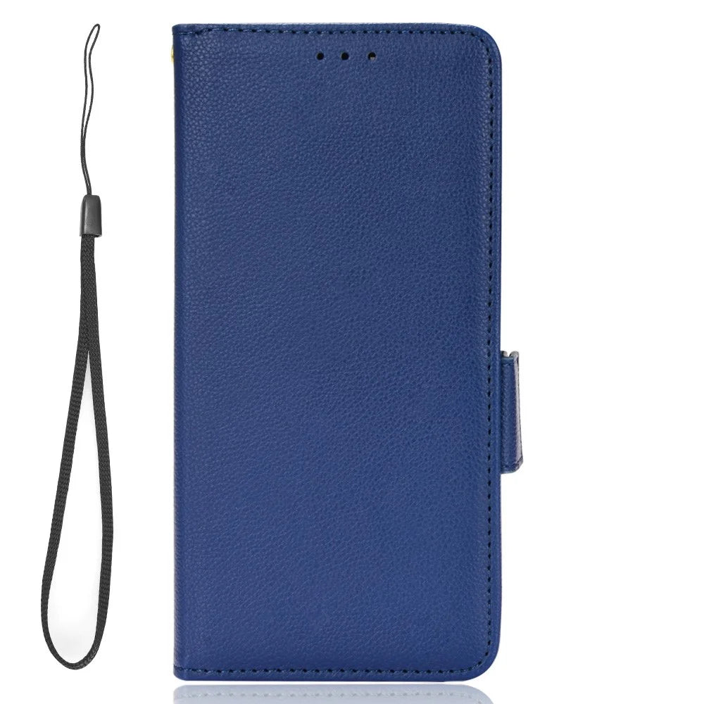 For Samsung Galaxy A54 5G Mobile Phone Cover Wallet Stand Litchi Texture PU Leather Dual Magnetic Clasp Phone Case - Dark Blue - 6