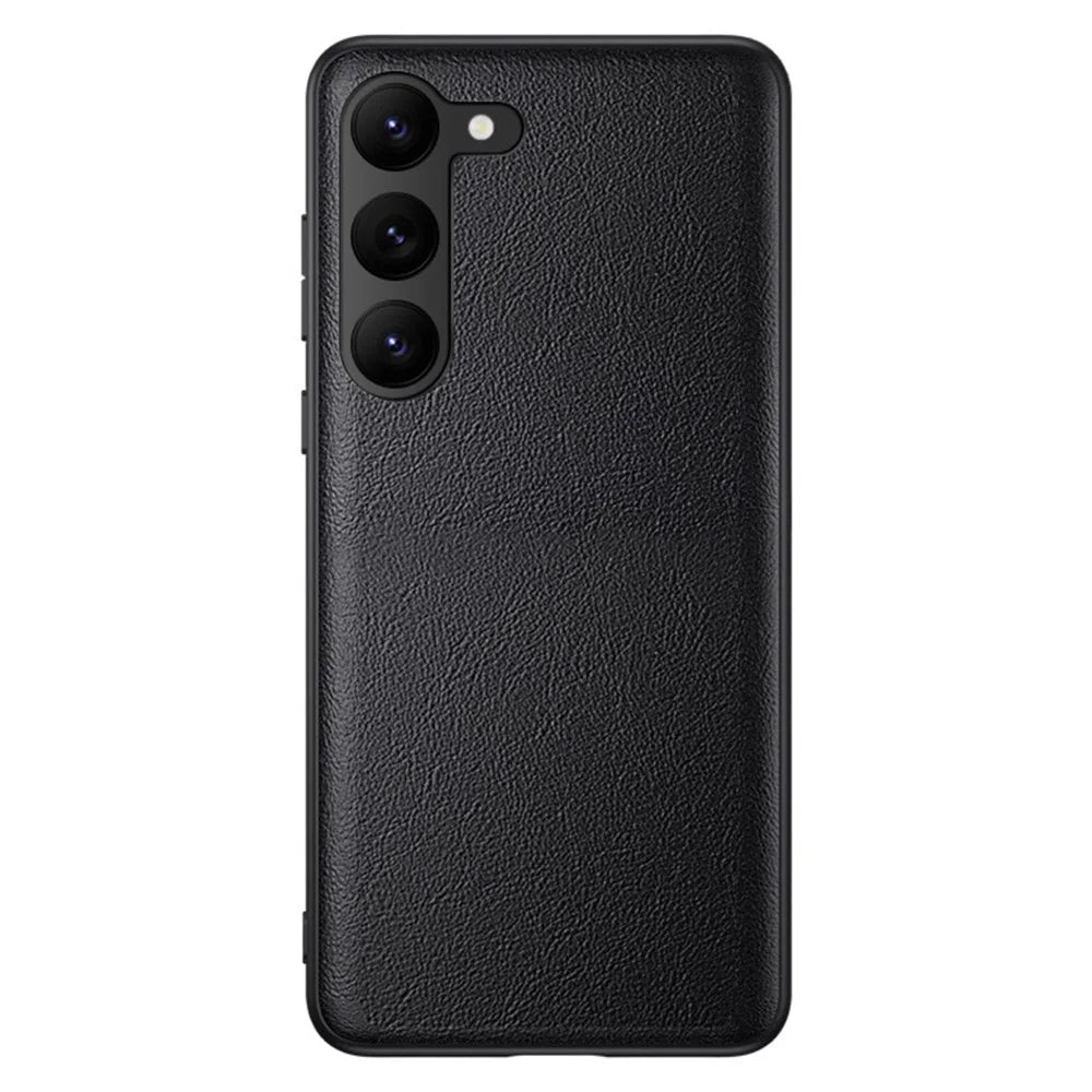 For Samsung Galaxy S23+ Shockproof PU Leather+TPU+PC Cell Phone Cover Anti-Fingerprint Phone Case - Black - 1
