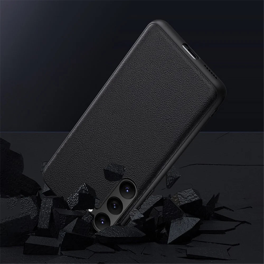 For Samsung Galaxy S23+ Shockproof PU Leather+TPU+PC Cell Phone Cover Anti-Fingerprint Phone Case - Black - 3