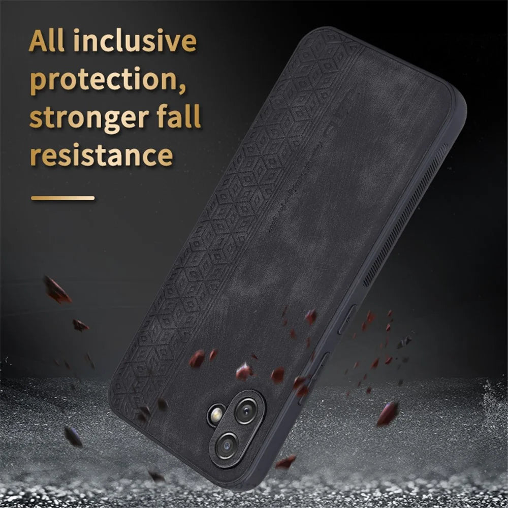 AZNS For Samsung Galaxy A04e 4G / F04 4G / M04 4G Imprinted Pattern Cell Phone Case Shockproof PU Leather+TPU Phone Cover - Brown - 5