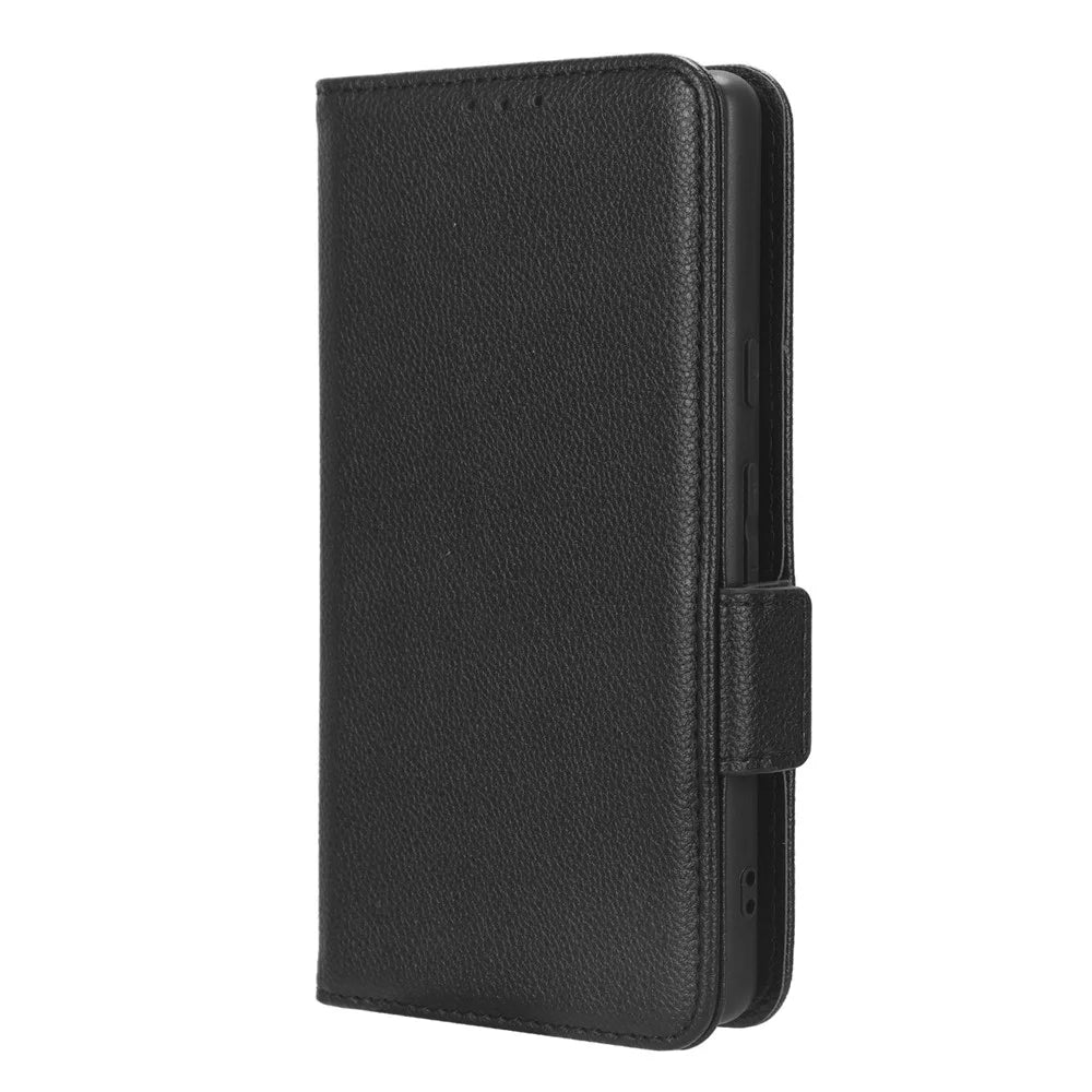 Cell Phone Cover For Google Pixel 7a , Wallet Stand Litchi Texture PU Leather Anti-fall Flip Phone Case - Black - 6