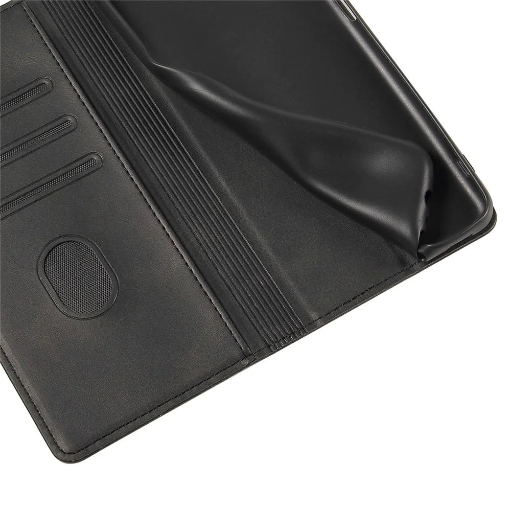 PU Leather Anti-fall Phone Case For Samsung Galaxy A33 5G , Wallet Stand Calf Texture Protective Phone Cover - Black - 5